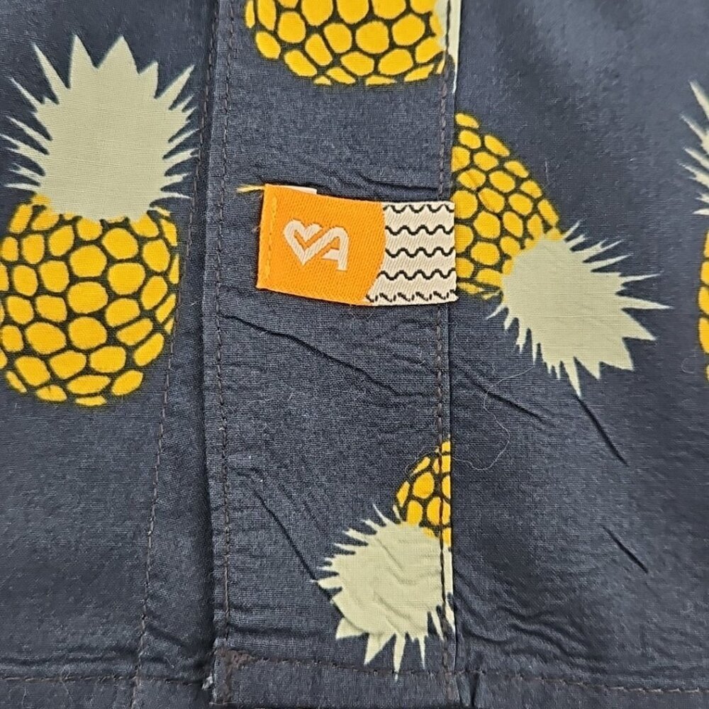 Ambsn California Men's Shirt XL Blue 100% Cotton Pineapple Print Short Sleeve‎ - Picture 4 of 16